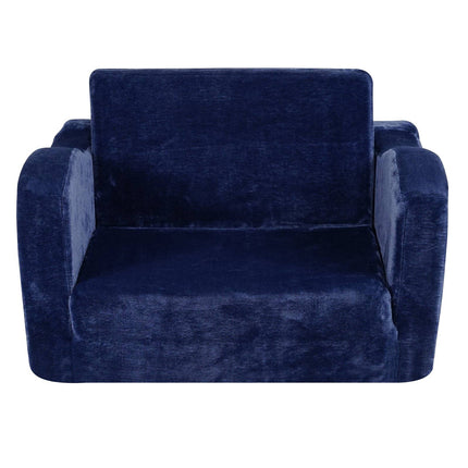 Kids Couch 2-in-1 Fold-Out Sofa Bed, Blue, Washable