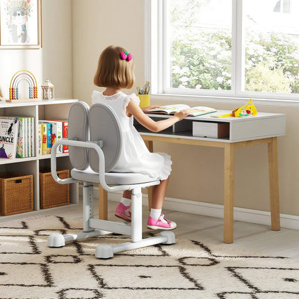 Kids Desk Chair – Adjustable Height, Dual Lumbar, Grey
