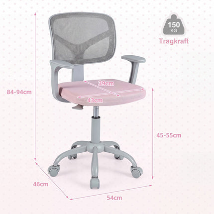 Kids Desk Chair with Adjustable Height and Swivel Wheels