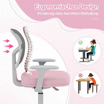 Kids Desk Chair with Adjustable Height and Swivel Wheels
