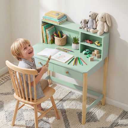 Kids Desk with Storage, Green & Natural, 90x52x105 cm