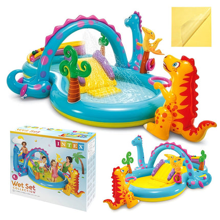 Kids' Dinoland Water Playground with Slide and Fountain