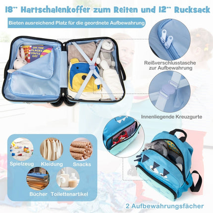 Kids' Dinosaur Luggage Set with Backpack, 12"+18"