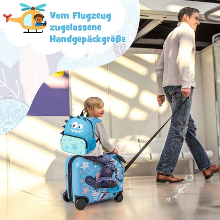 Kids' Dinosaur Luggage Set with Backpack, 12"+18"