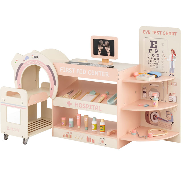 Kids Doctor Playset with Eye Chart & CT Scanner – Pink