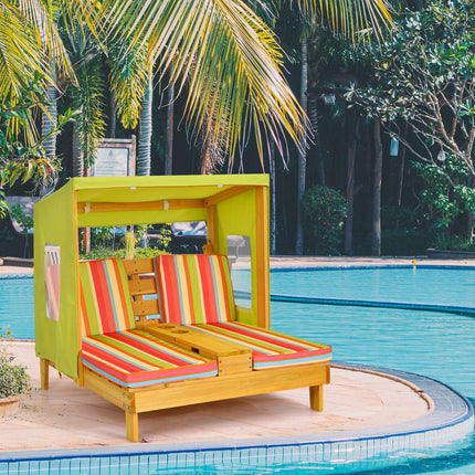 Kids Double Chaise Lounge Chair – Canopy, Cup Holders