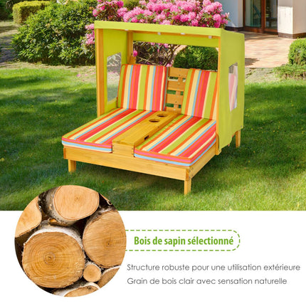Kids Double Chaise Lounge Chair – Canopy, Cup Holders