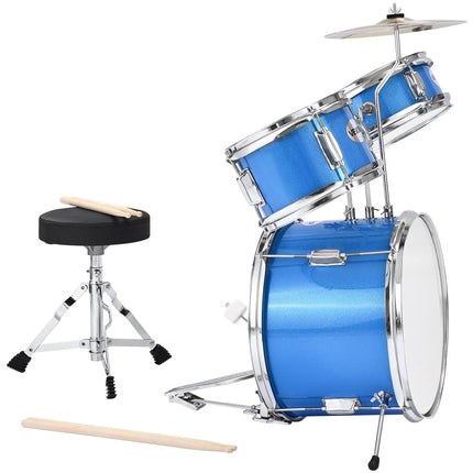 Kids Drum Set, 3-Piece 14-Inch Kit with Throne, Blue