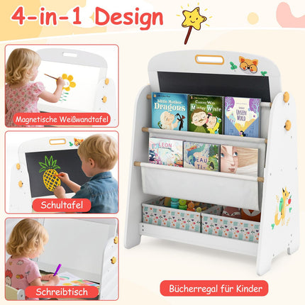 Kids Easel with Chair, Magnetic Whiteboard & Chalkboard