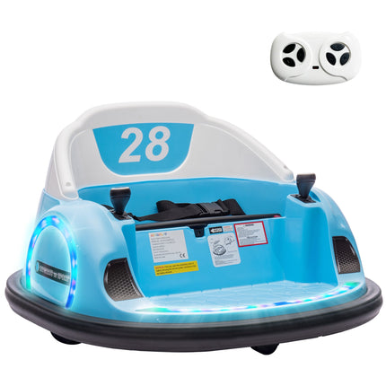 Kids Electric Bumper Car, 360 Spin, LED Lights, Blue