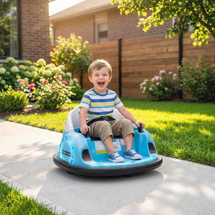Kids Electric Bumper Car, 360 Spin, LED Lights, Blue