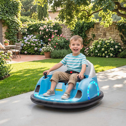 Kids Electric Bumper Car, 360 Spin, LED Lights, Blue