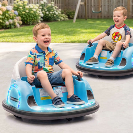 Kids Electric Bumper Car, 360 Spin, LED Lights, Blue