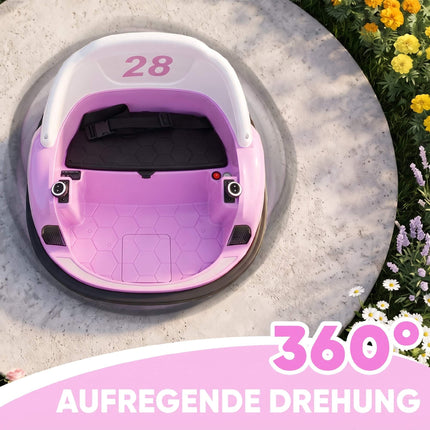 Kids Electric Bumper Car, Pink, 360 Spin, LED Lights