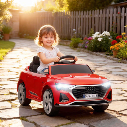 Kids' Electric Car, 12V Audi Q8, Remote, Lights, Music, Red