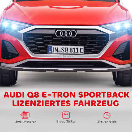Kids' Electric Car, 12V Audi Q8, Remote, Lights, Music, Red