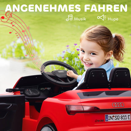 Kids' Electric Car, 12V Audi Q8, Remote, Lights, Music, Red