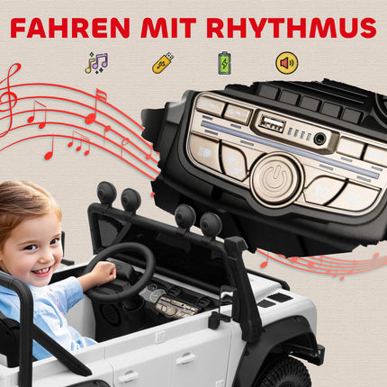 Kids Electric Car, 12V Battery, Remote Control, White