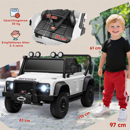 Kids Electric Car, 12V Battery, Remote Control, White