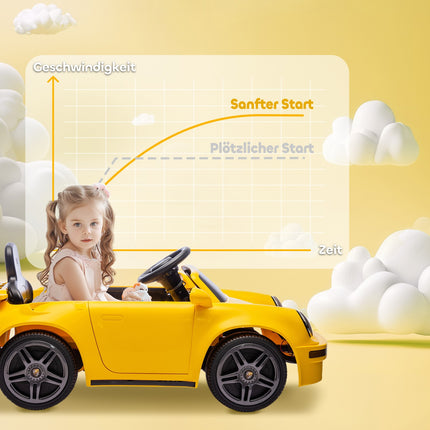 Kids Electric Car, 12V with Remote, MP3, LED Lights, Yellow