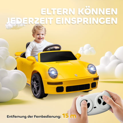 Kids Electric Car, 12V with Remote, MP3, LED Lights, Yellow