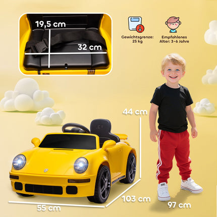 Kids Electric Car, 12V with Remote, MP3, LED Lights, Yellow