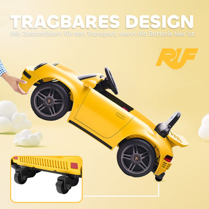 Kids Electric Car, 12V with Remote, MP3, LED Lights, Yellow