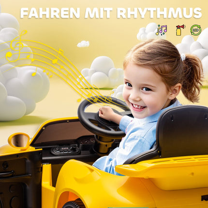 Kids Electric Car, 12V with Remote, MP3, LED Lights, Yellow