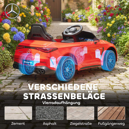 Kids Electric Car, Mercedes Design, 12V, Remote, LED, Red