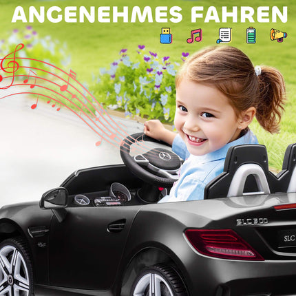 Kids Electric Car with LED Lights, Music, Black, 3-5 km/h