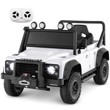 Kids Electric Car with Remote Control, White, 12V Battery