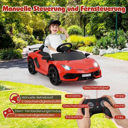 Kids Electric Car with Remote, LED Lights – Red Lamborghini