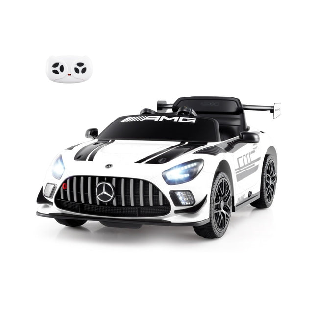 Kids Electric Car with Remote – Mercedes-AMG GT3, 12V, White