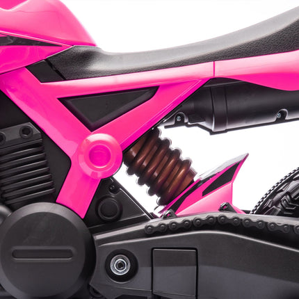 Kids' Electric Motorcycle, 12V, Pink, with Training Wheels