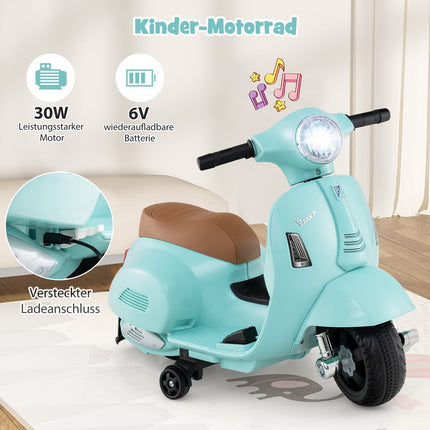 Kids' Electric Motorcycle 6V with LED Headlight, Blue