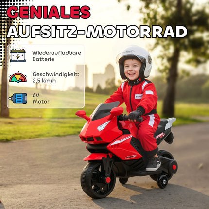 Kids Electric Motorcycle, Horn, Headlights, Music, Red
