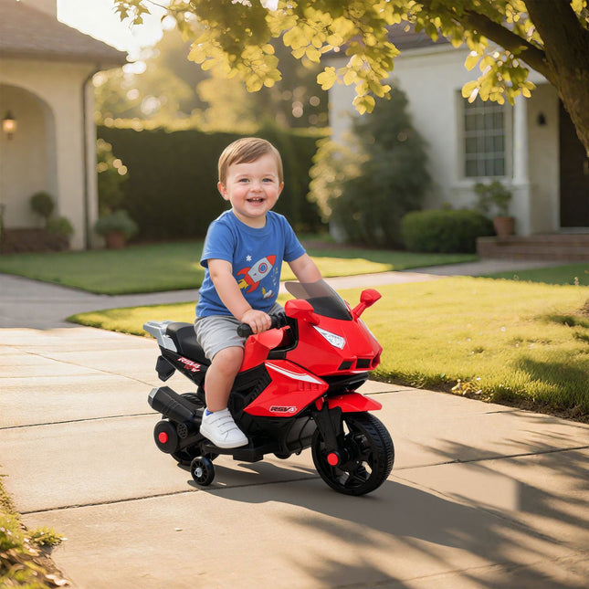 Kids Electric Motorcycle, Horn, Headlights, Music, Red