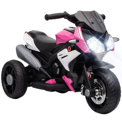 Kids' Electric Motorcycle, Lights & Sounds, 3 km/h, Pink/White