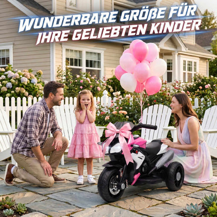 Kids' Electric Motorcycle, Lights & Sounds, 3 km/h, Pink/White