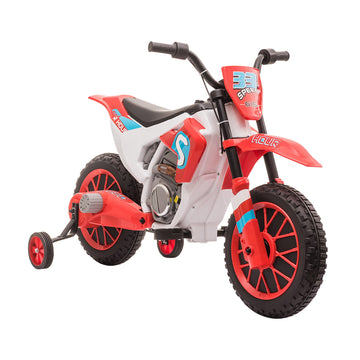 Kids' Electric Motorcycle, Red/White, 45 Min Ride Time
