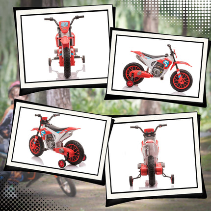 Kids' Electric Motorcycle, Red/White, 45 Min Ride Time