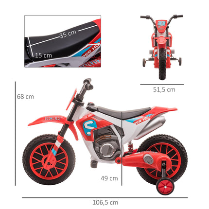 Kids' Electric Motorcycle, Red/White, 45 Min Ride Time