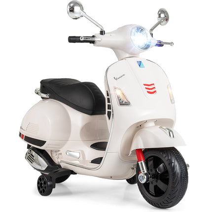 Kids Electric Motorcycle with LED Lights, Horn – White