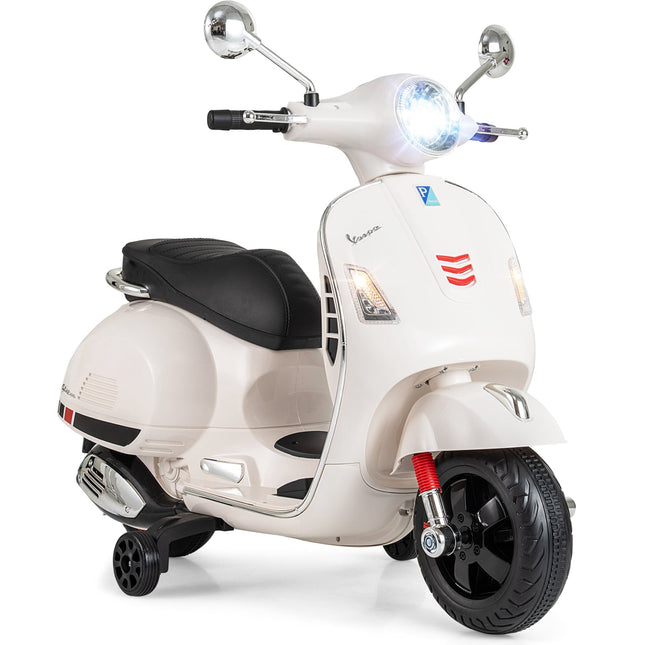 Kids Electric Motorcycle with LED Lights, Horn – White