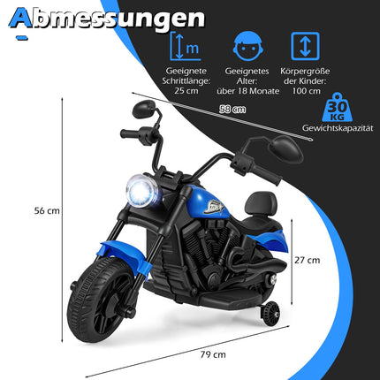 Kids Electric Motorcycle with Music, Headlights, Foot Pedals