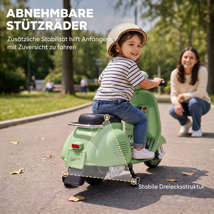 Kids Electric Motorcycle with Training Wheels, USB, Music
