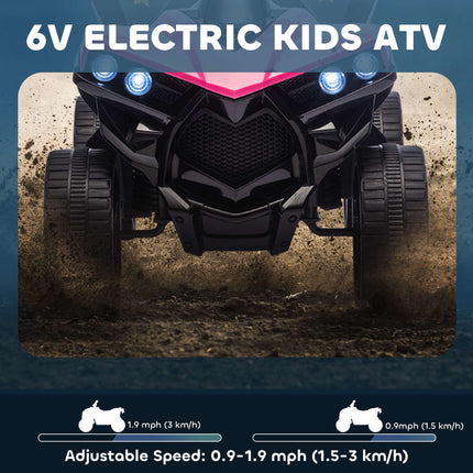 Kids Electric Quad Bike, 6V Motor, Pink, Ages 3-6