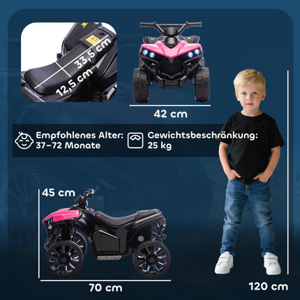 Kids Electric Quad Bike, 6V Motor, Pink, Ages 3-6