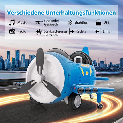 Kids Electric Ride-On Airplane with Remote Control, Blue