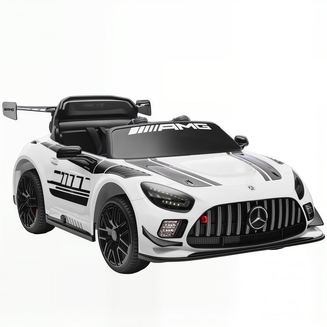 Kids Electric Ride-On Car, 12V Battery, LED Lights, White